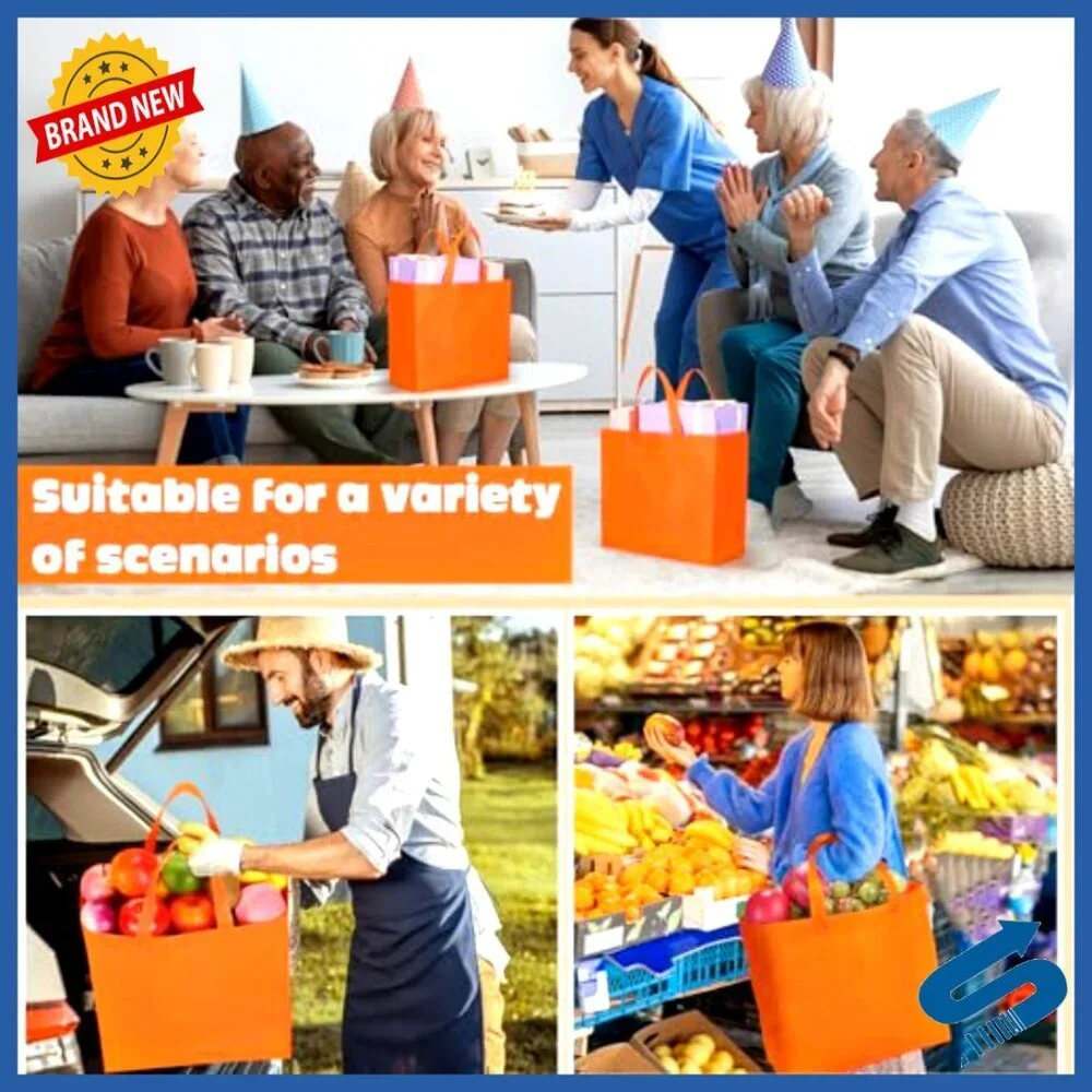 Large Reusable Grocery Tote Bags Foldable Portable Non Woven Fabric